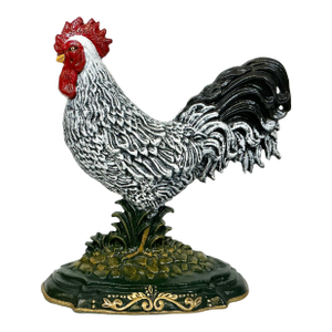 1950s Vintage Americana Arts & Crafts Farmhouse Cast Iron Rooster/Chicken Doorstop