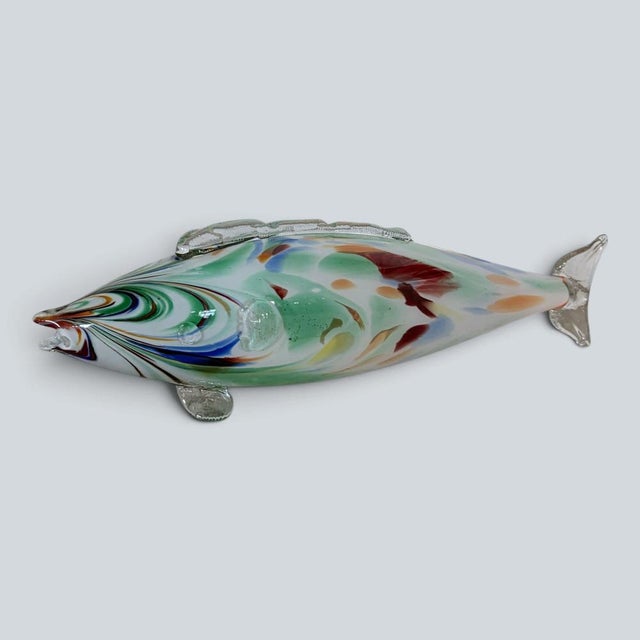 Large Mid-Century Modern Murano Hand-Blown Art Glass Fish Sculpture For Sale - Image 3 of 9