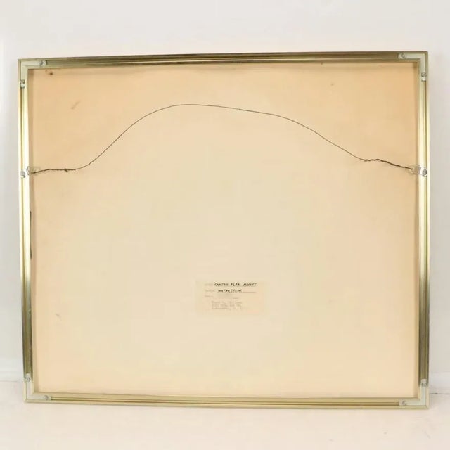 Brown Vintage Watercolor Painting "Canton Flea Market" 1977, Framed For Sale - Image 8 of 10