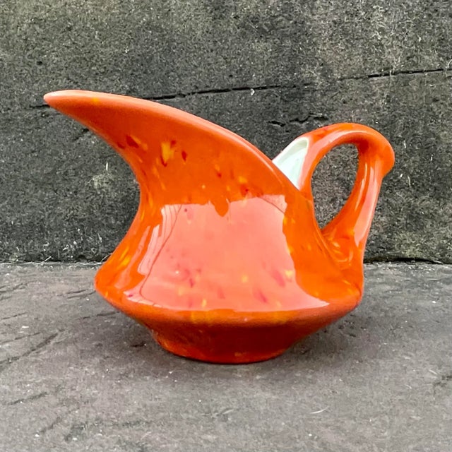 Vintage Mid-Century Modern Orange Speckle Creamer For Sale - Image 9 of 11