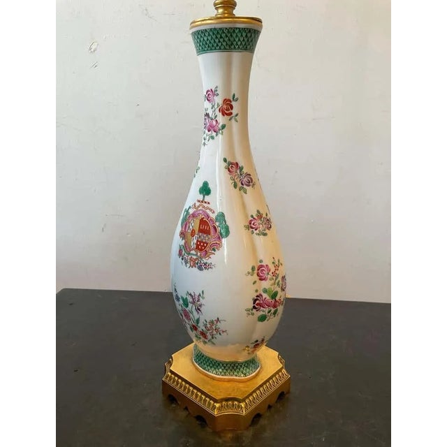 1940s Armorial Samson Porcelain Lamps on Gilt Bronze Bases - a Pair For Sale - Image 10 of 12