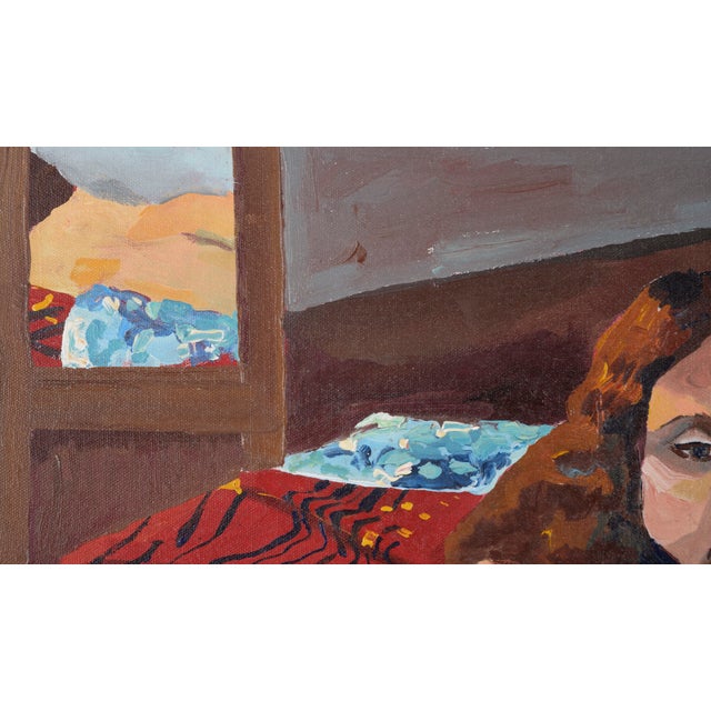 American Nude Woman in Bed With Mirror - Figurative Portrait in Oil on Canvas by Patricia Gren Hayes For Sale - Image 3 of 8
