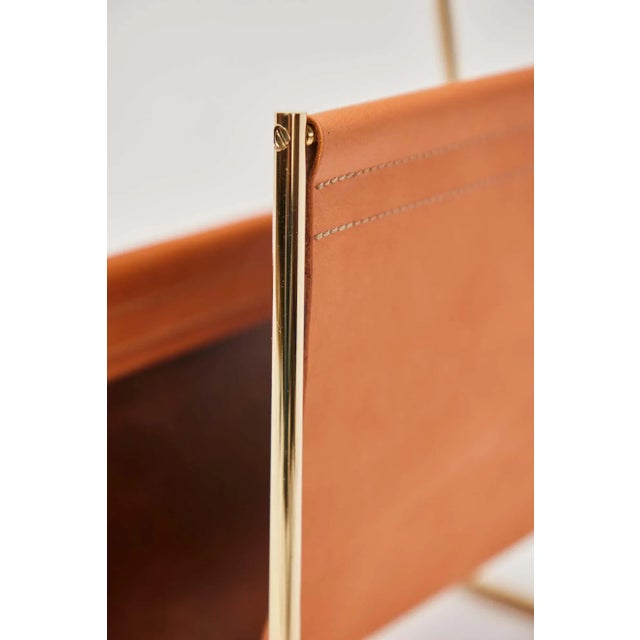 Carl Auböck Model #3808 Brown Leather and Brass Magazine Rack For Sale - Image 10 of 12