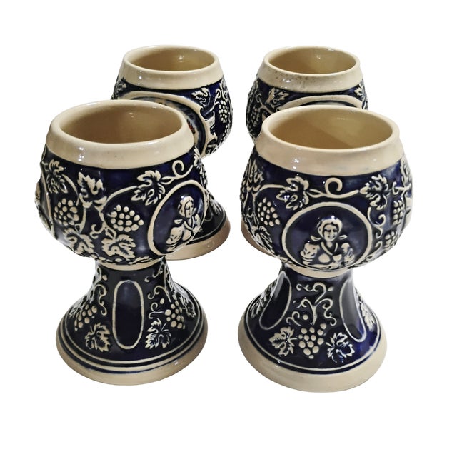 1970s Mid-Century Modern West German Gerzit Ceramic Wine Chalices - Set of 4 For Sale - Image 4 of 13