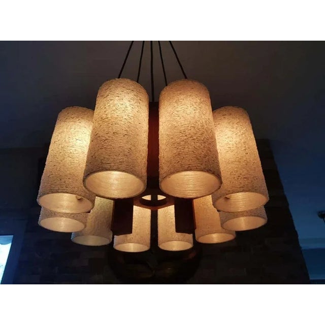 Danish Teak & Resin Chandelier, 1960s For Sale - Image 18 of 18