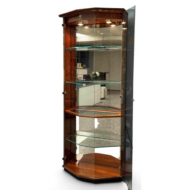 Contemporary Henredon Lacquered Mahogany Bunching Curio Display Cabinets, a Pair For Sale - Image 3 of 18