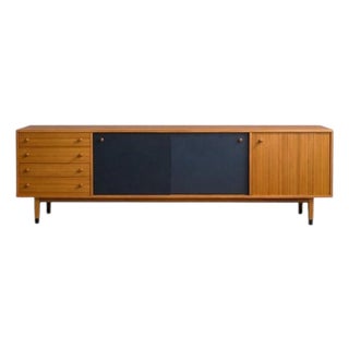Light Wood Sideboard with Contrasting Black Panels, 1975 For Sale