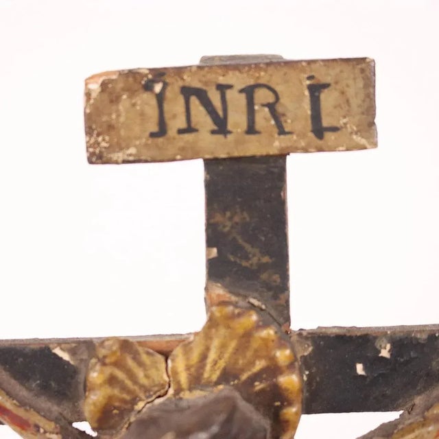 Carved and Lacquered Wood Crucifix For Sale - Image 6 of 11