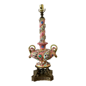Vintage Hand Painted Glazed Ceramic Lamp