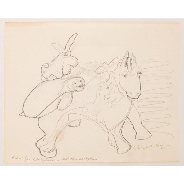 Eva Bouzard-Hui Surrealist Graphite on Paper, 10 For Sale - Image 9 of 14