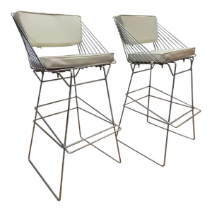 Mid Century Bar Stools Bertoia Style - a Pair