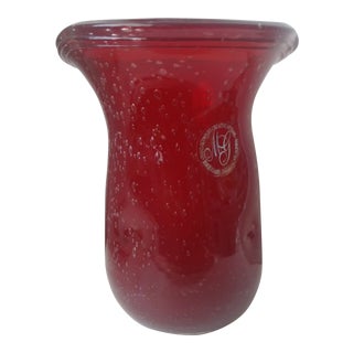 Margie's Garden Hand Blown Red Vase For Sale
