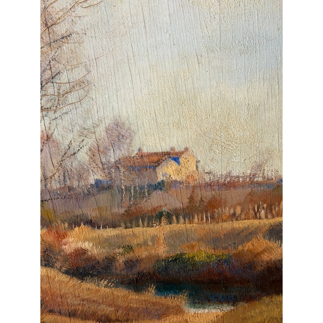 Alfonso Corradi, Rural Area with a Farmhouse in the Background., 1800s, Oil Painting on Panel For Sale - Image 5 of 5