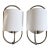Pair of Urban Electric Large Nickel Bit Sconces With Linen Shades For Sale