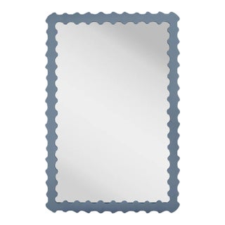 Fleur Home Audubon Bamboo Rectangle Mirror in Bachelor Blue, 24x36 For Sale