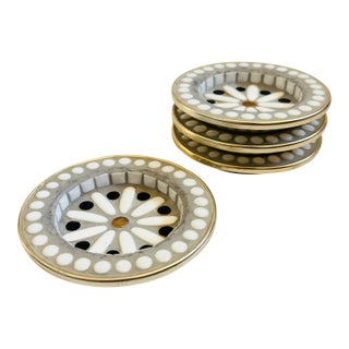 Mid 20th Century Mid Century Modern Mosaic Flower Coasters - Set of 4 For Sale