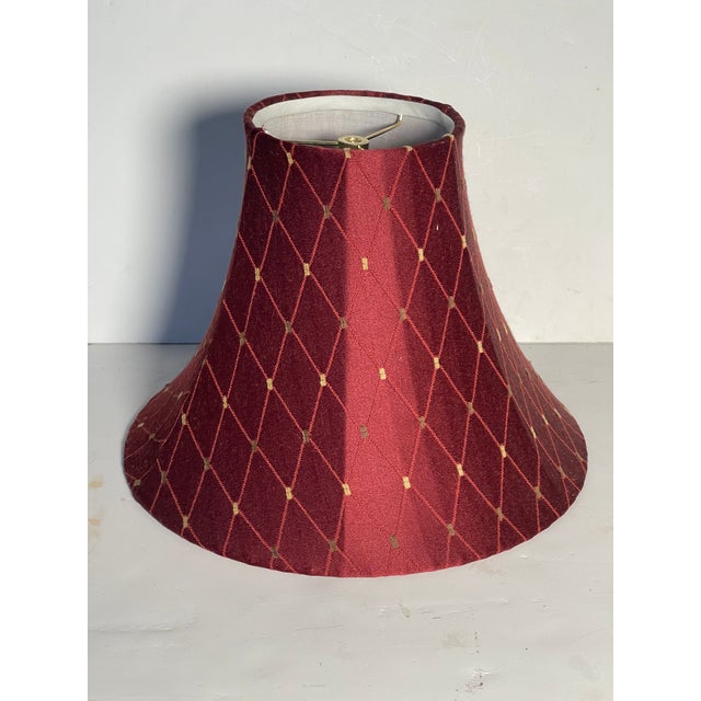 Shabby Chic 1960s Shabby Chic Burgundy Red Silk Embroidered Lamp Shade For Sale - Image 3 of 5