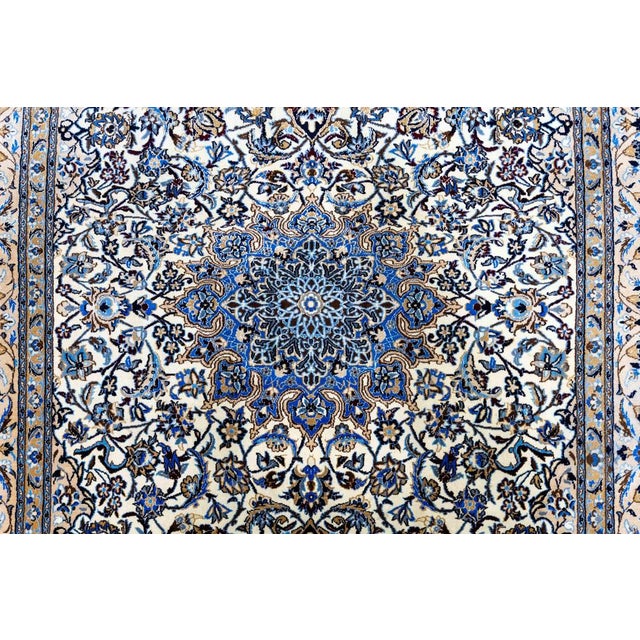 Middle Eastern Hand-Knotted Nain Rug with Lachak-Toranj Medallion in Silk For Sale - Image 5 of 13