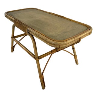 Dutch Cane Coffee Table by Dirk Van Sliedregt, 1950s For Sale