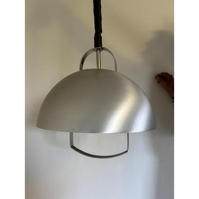 Up and Down Pendant in Brushed Metal, 1970s For Sale - Image 9 of 13