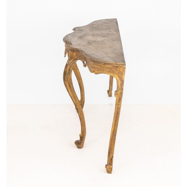 Italian Louis XV Style Giltwood Console Table For Sale In New York - Image 6 of 7