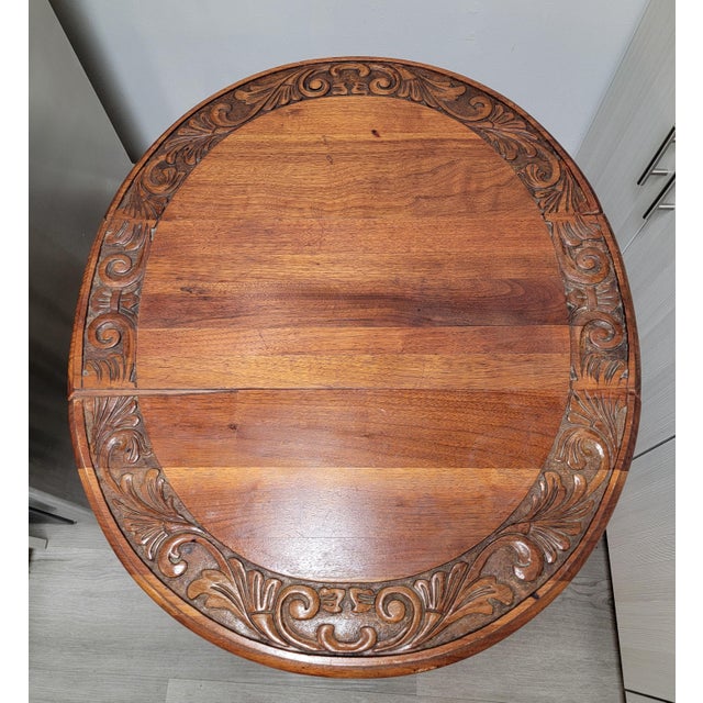 English Antique English Oak Carved Table For Sale - Image 3 of 7