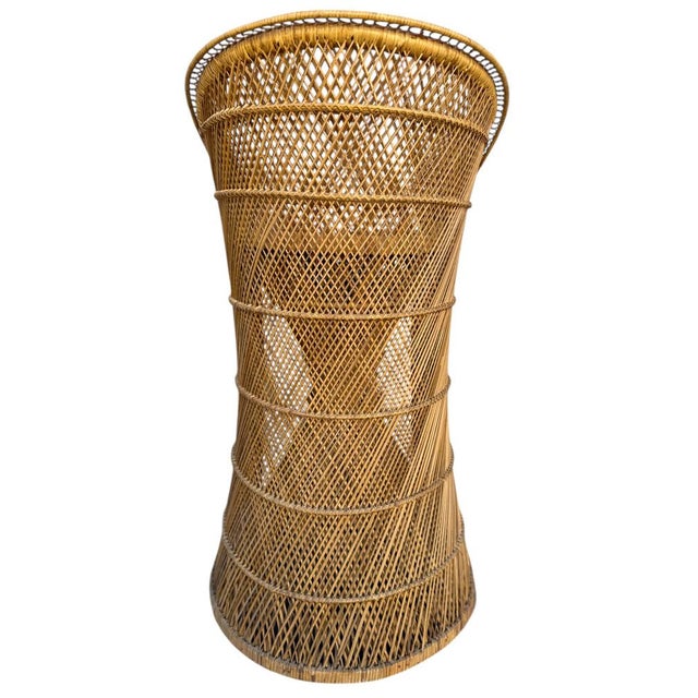 Magnificent natural rattan stool from the 1960s, handcrafted in the south of France