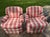 A Pair of Custom Pink Plaid Pleated Skirt Lounge Chairs With Rolled Arms For Sale - Image 9 of 18