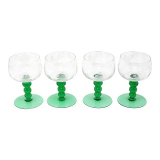 Mid-Century Cordial Glasses With Etched Grapes and Leaves - Set of 4 For Sale