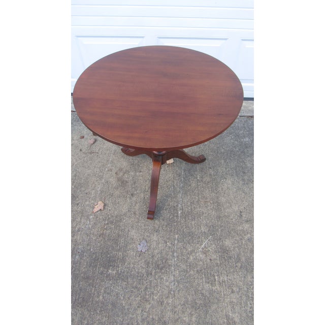 Item: Ethan Allen Table Details: Great Look Nice Base Traditional Design Signed Ethan Allen Cherry Measurements 28" wide,...
