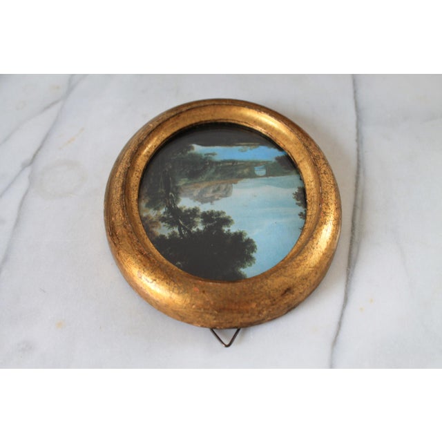 Mid 20th Century Vintage Italian Oval Framed Landscape Wall Hanging For Sale - Image 5 of 8