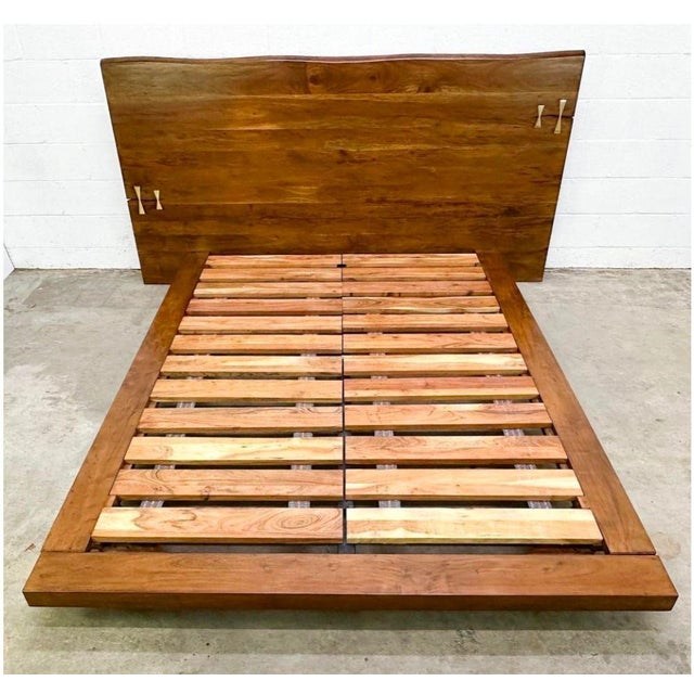 Organic Live Edge Slab Headboard Queen Platform Bed For Sale In Palm Springs - Image 6 of 16
