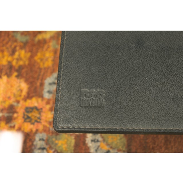 Antonio Citterio for B&b Italia Diesis 2 Tier Glass Chrome Leather Coffee Table For Sale In Detroit - Image 6 of 8