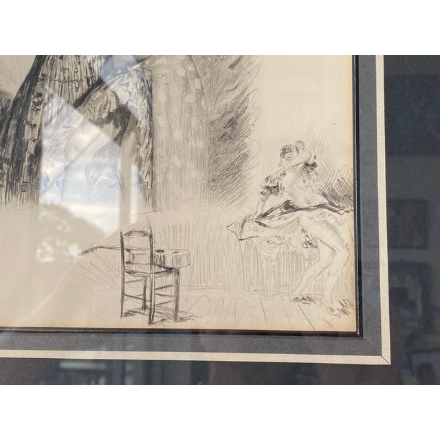 Figurative Framed Vintage 1940's Drypoint Etching in the Style of Paul Emile Becat For Sale - Image 3 of 7