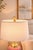 Ceramic Vintage Color Block Ceramic Table Lamps — Pink & Blue Near Pair — Brass Base, Linen Drum Shades For Sale - Image 7 of 8