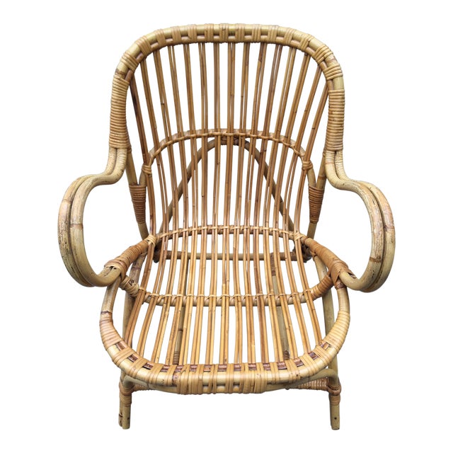 MidCentury Dutch Rattan Wicker Chair Chairish