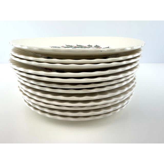 Vintage Mid Century Scio Holly Christmas Dinner Plates, Set of 12 For Sale - Image 9 of 11