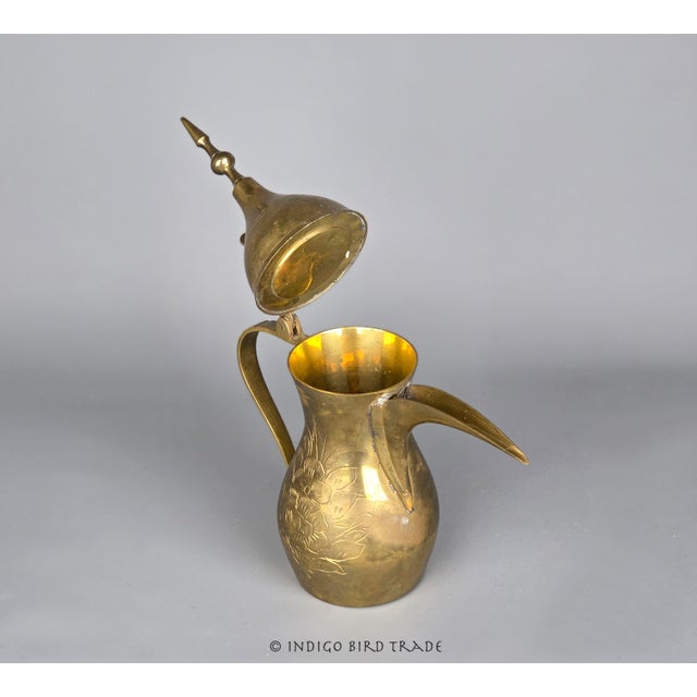 19th Century Large Antique Brass Arabic Dallah Coffee Pot For Sale - Image 5 of 9