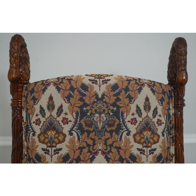 1980s Pair Large Swan Carved Mahogany Throne Chairs For Sale - Image 5 of 18