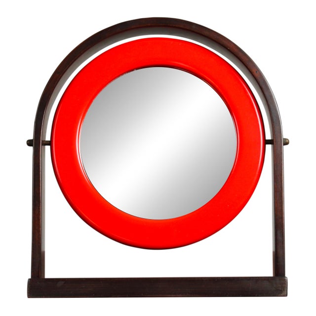 Mid-Century Modern SP63 Sandretta Table Mirror in Red Lacquered Wood by Ettore Sottsass for Poltronova, 1966 For Sale - Image 3 of 18