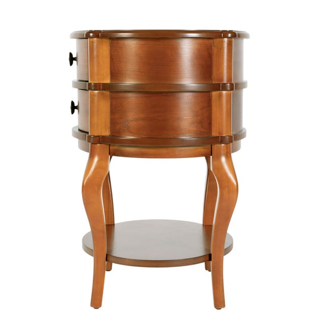 Ethel 25 in. W Oval Wood 2 Drawer Accent Table with Open Shelf, Olive Ash For Sale In Chicago - Image 6 of 10