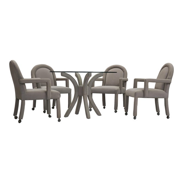 Dining Table and 4 Chairs in the Style of Milo Baughman For Sale