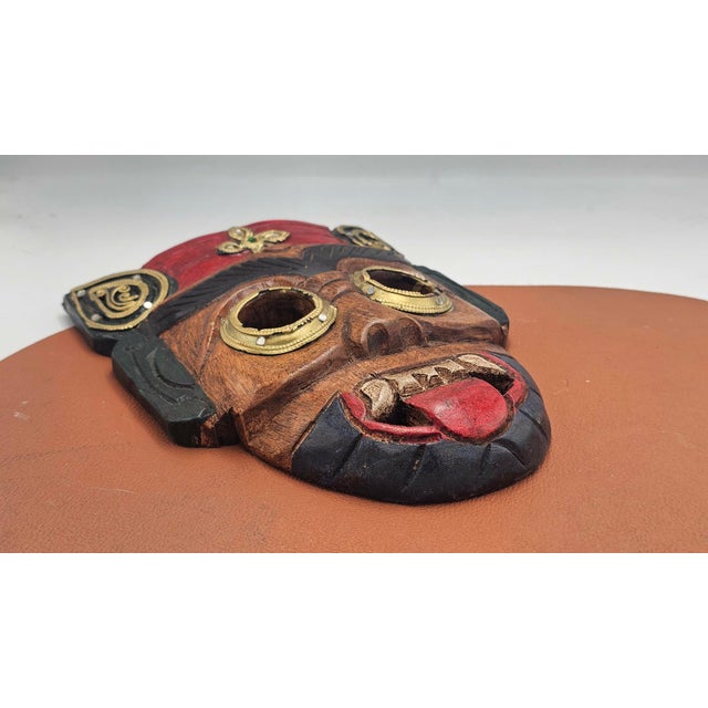 Vintage Indonesian Wooden Mask Sculpture, 1970s For Sale - Image 6 of 8
