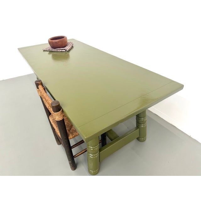 Olive Green Lacquered Dining Table from DLG Georges Robert, 1970 For Sale - Image 9 of 18