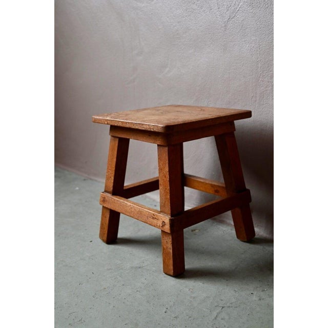 Rustic Farmhouse Stool in Wood, France For Sale - Image 10 of 11