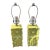 1960s California Pottery Chartreuse Floral Lamps-a Pair For Sale