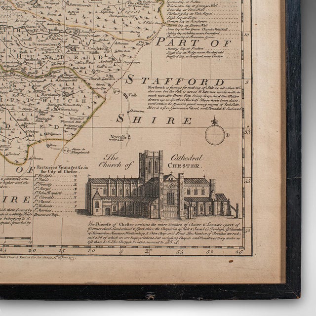 Antique Chester County Map, English, Cheshire, Framed Cartography, Georgian For Sale - Image 11 of 12