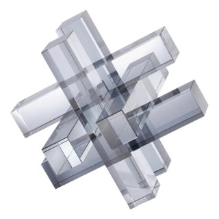 Crystal Glass Interlocking Bookend, Smoke For Sale