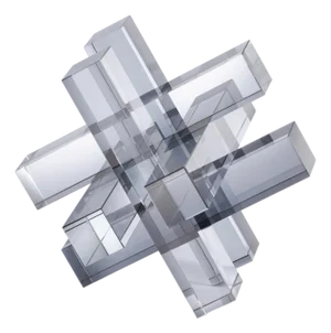 Crystal Glass Interlocking Bookend, Smoke
