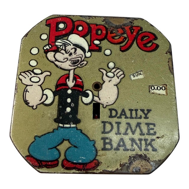Vintage Original 1956 King's Popeye the Sailor Man Daily Dime Coin Still Bank For Sale